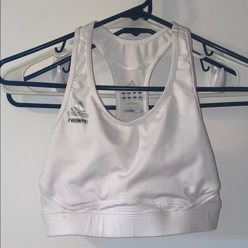 Adidas White Tech Fit Sports Bra Medium